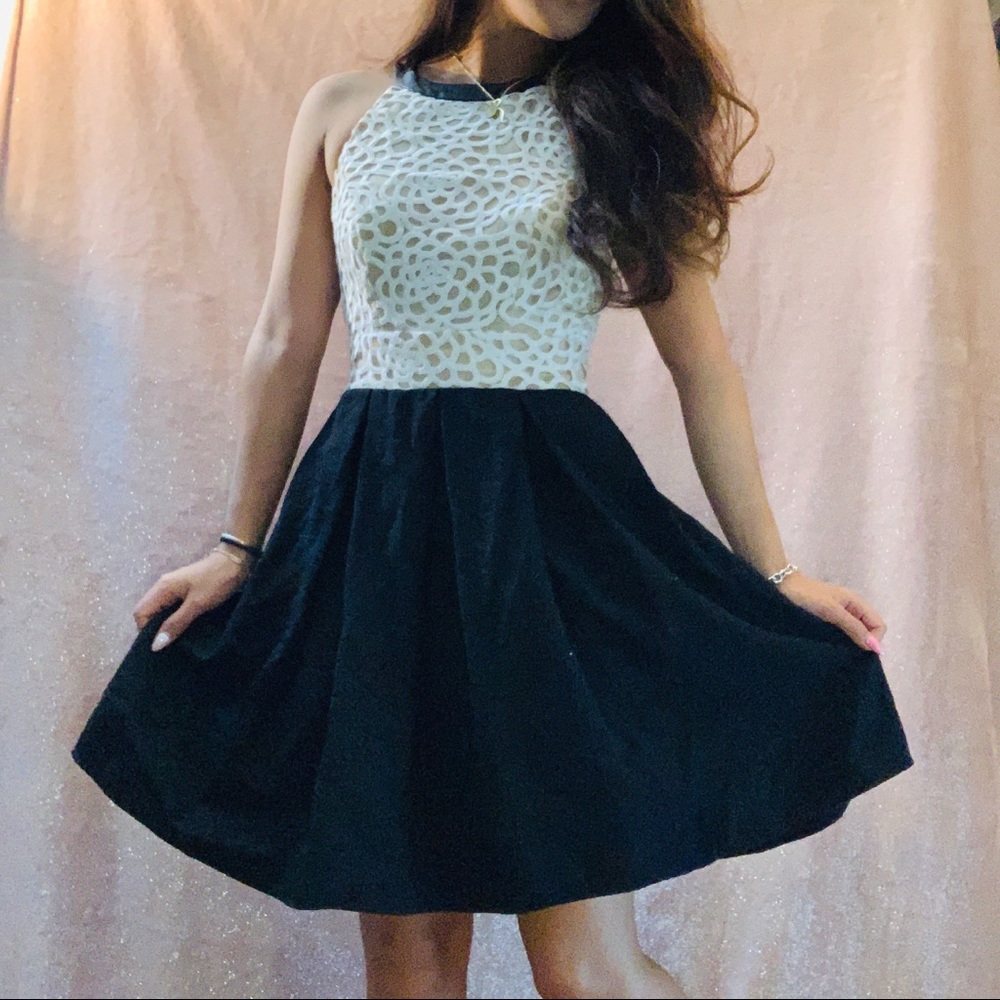 ABS black, beige and lace dress